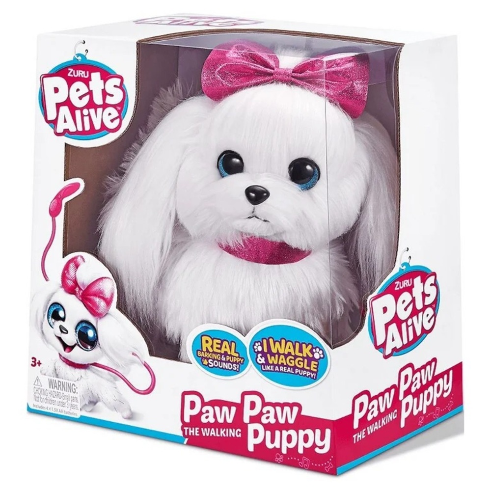 Pets Alive Paw Paw The Walking Puppy - White and Pink